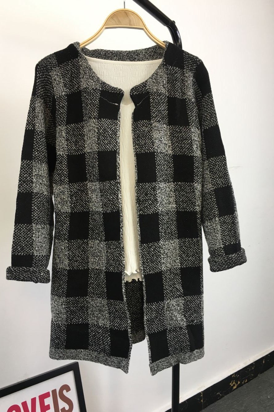 Long Sleeves Print Scoop Regular Cardigan