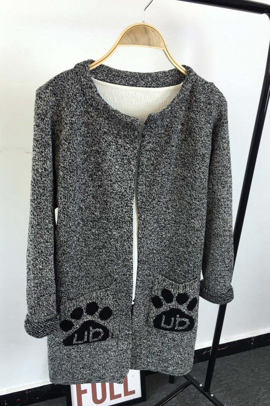Long Sleeves Print Scoop Regular Cardigan