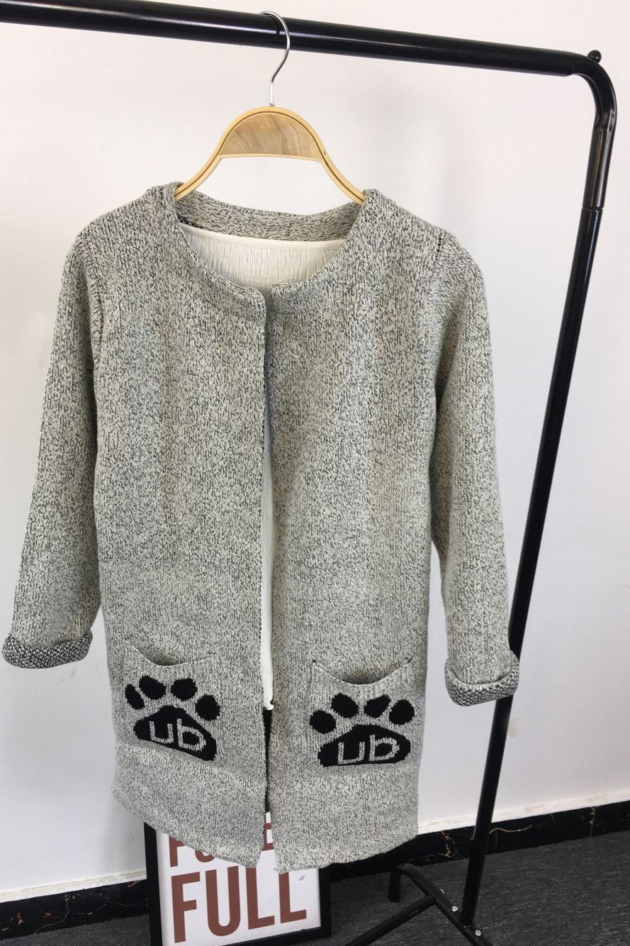 Long Sleeves Print Scoop Regular Cardigan