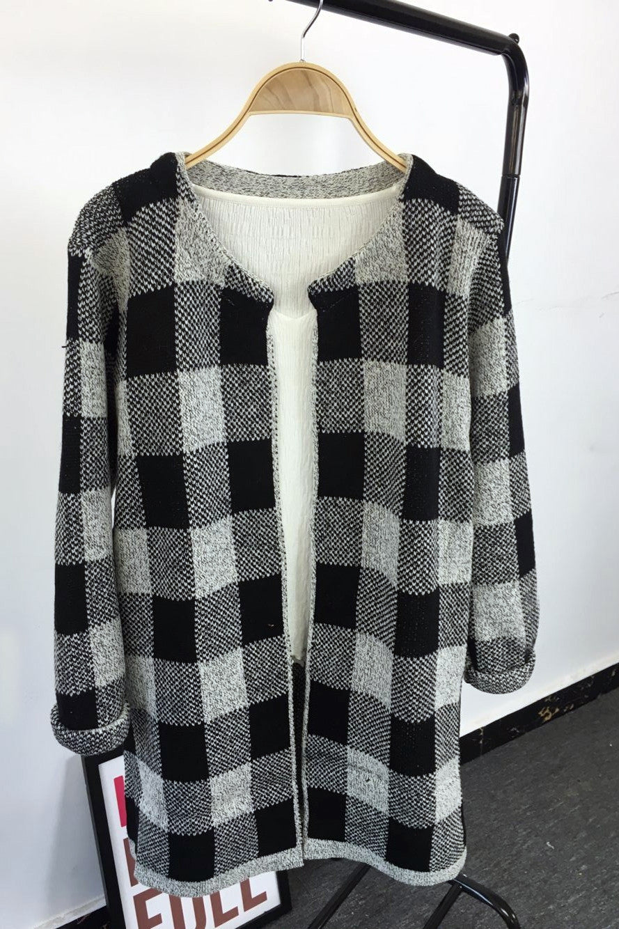 Long Sleeves Print Scoop Regular Cardigan