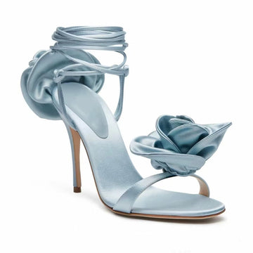 Satin Rose Sandals | Cross-Tied Sandals | Elegant Sandals