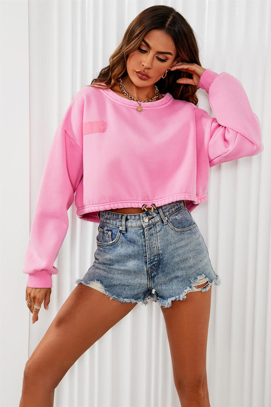 Perfectly Oversized Cropped Sweatshirt In Pink