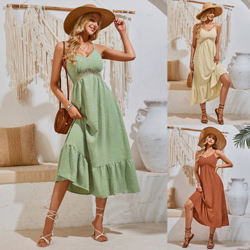 Summer Chic V-neck Hollow Out Cami Dress