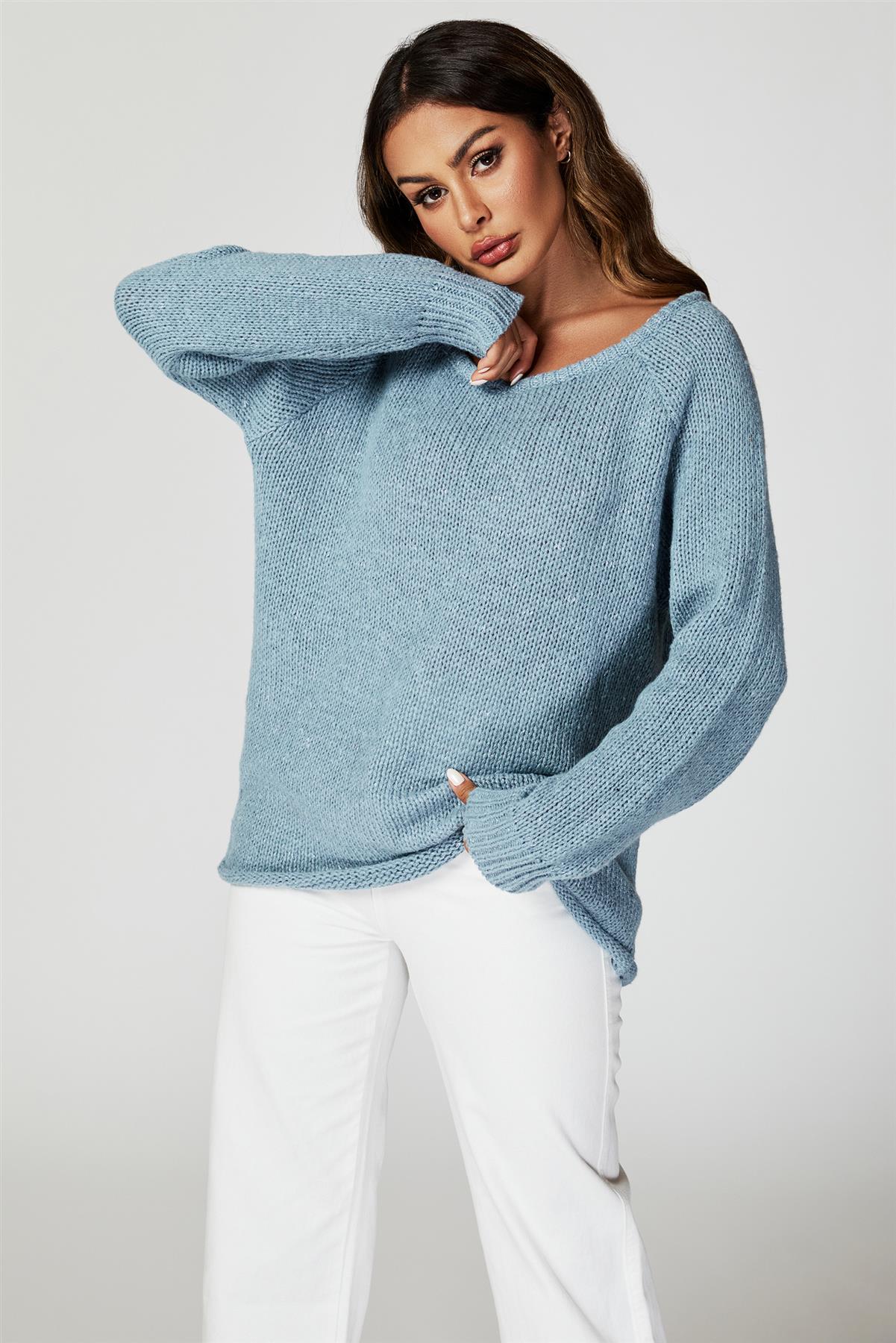 Comfy Jumper Top In Blue