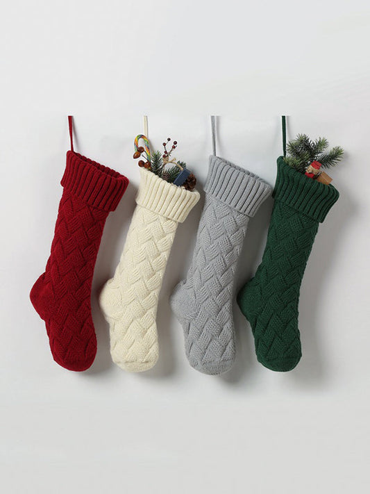 Jacquard Solid Color Christmas Socks Decoration Accessories-Homeunderwear