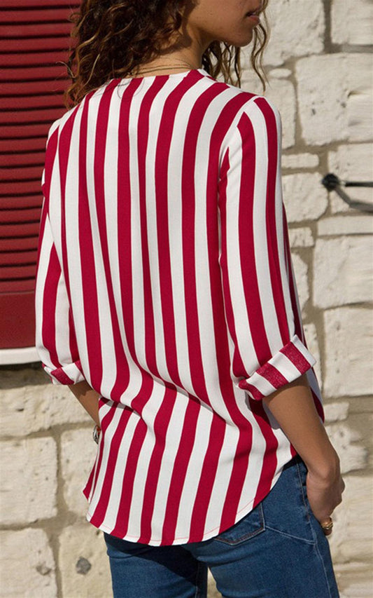 Red & White Breton Striped Long Sleeve Top