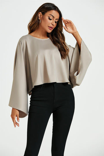 Satin Loose-Fit Crop Top In Mink