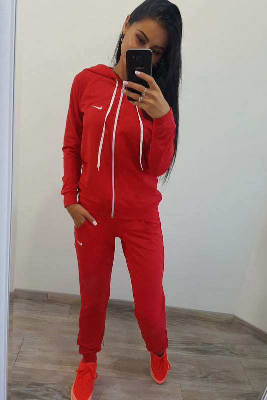 Pure Color Sports Hoodie with Pants Two Pieces Set