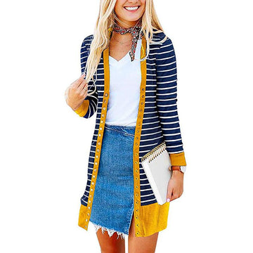 Colorblock Stripes Longline Cardigan