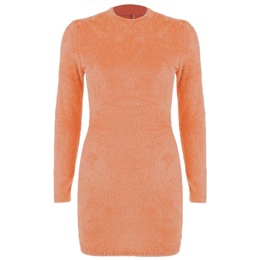 Mock Neck Mohair Bodycon Dress