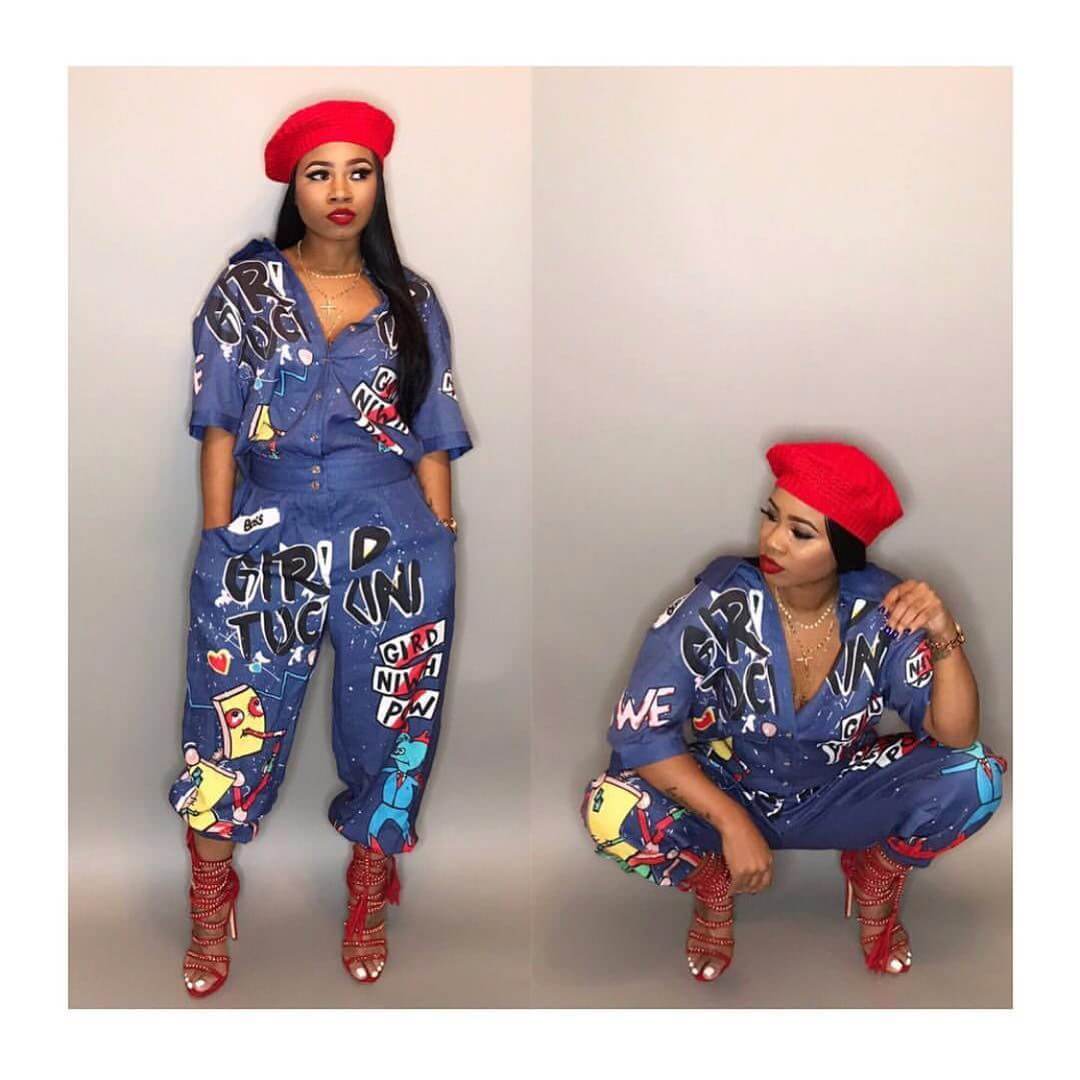 High Waist Graffiti Half Sleeve Jumpsuits