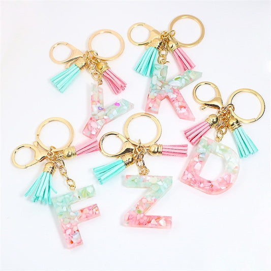 Fashion English Letter Tassel Key Chain