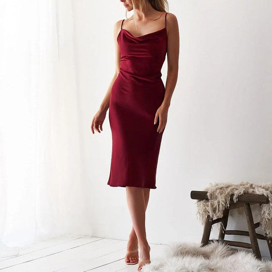 Spaghetti Strap Backless Midi Dress