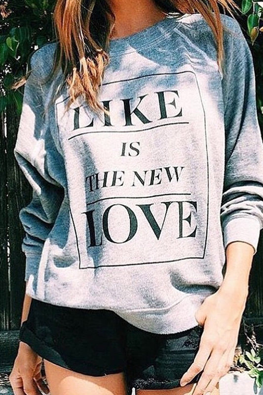 Letter Print Round Collar Long Sleeves Sweatshirt