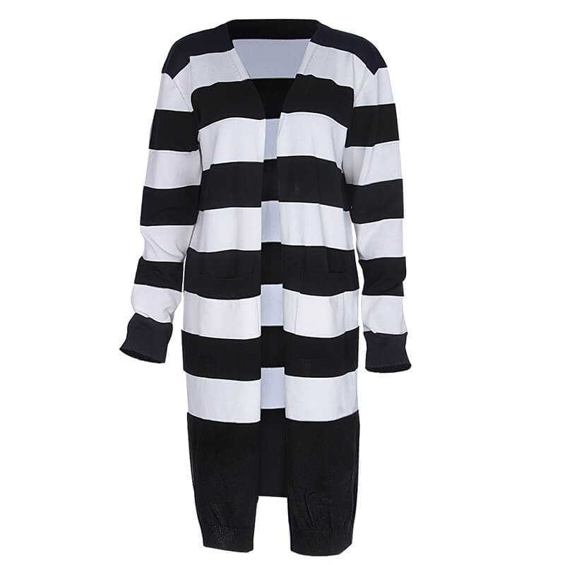 Striped Slits Long Cardigan