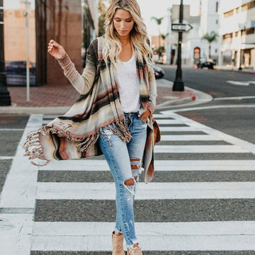 Chic Open Front Tassel Cardigan