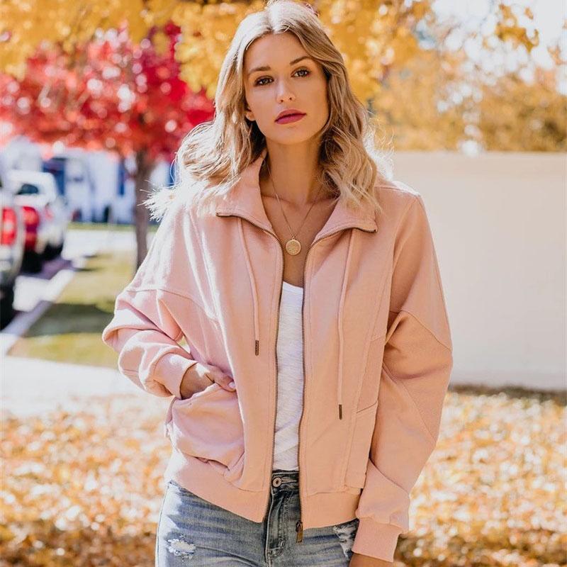 Loose Pink Zipper Jacket