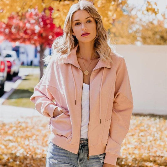 Loose Pink Zipper Jacket