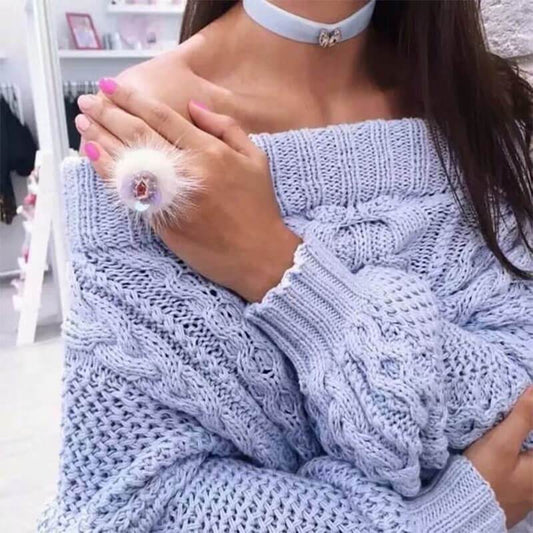 Loose Off Shoulder Knit Sweater