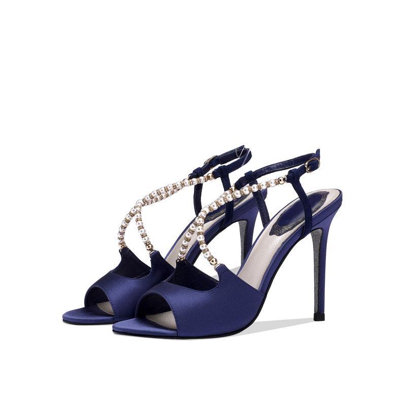 Sexy Peep Toe Cutout Buckle Rhinestone High Heel Sandals