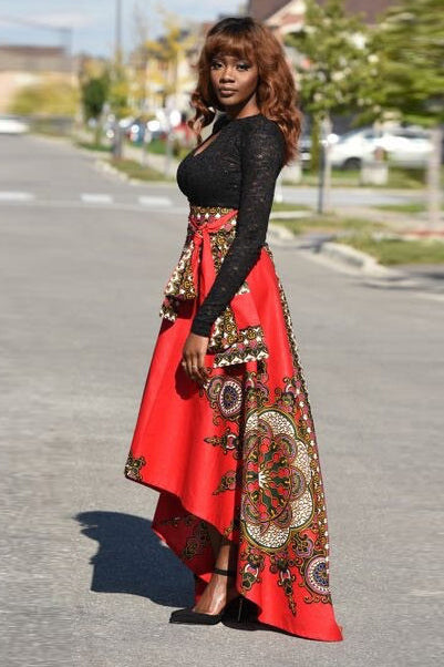 Print High Waist Elegant Big Loose Irregular Long Skirt