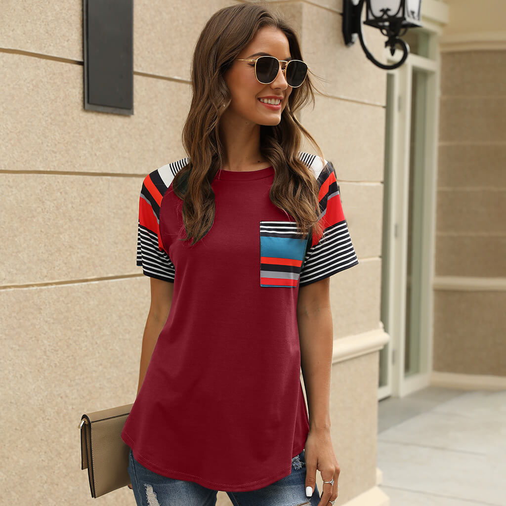 Summer Stripes Print Loose Short Sleeve T-shirts