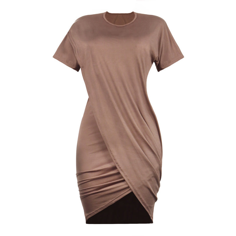 Crisscross Hem Ruched Bodycon Dress