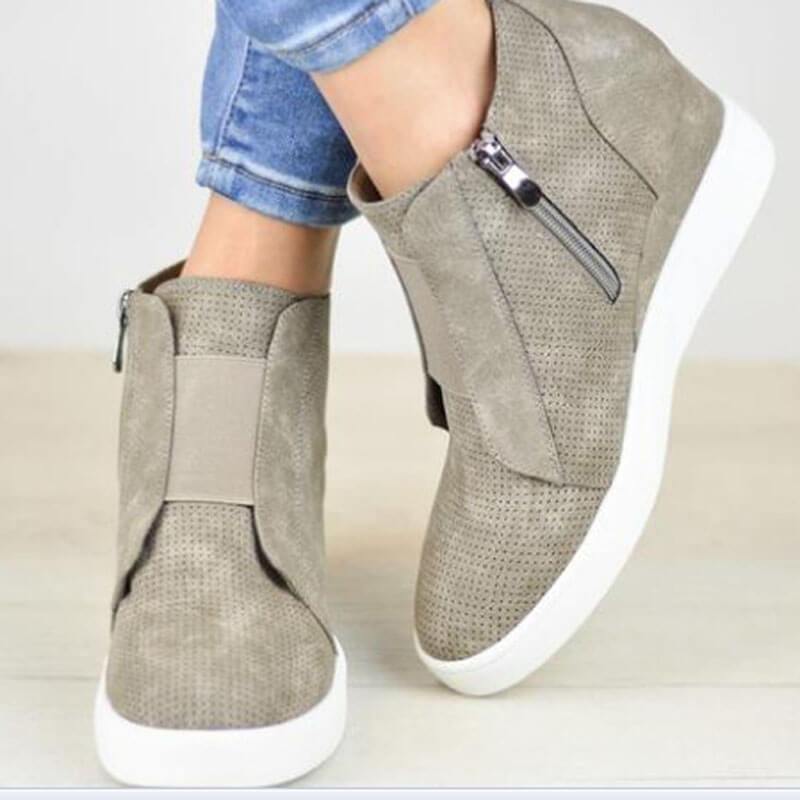 Zipper Slip-On Wedge Shoes