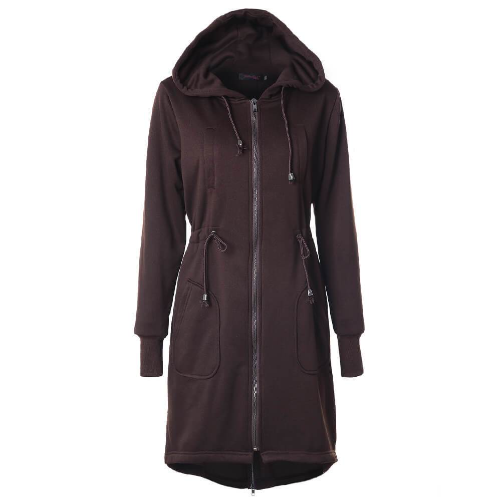 Hoodie Drawstring Longline Coat