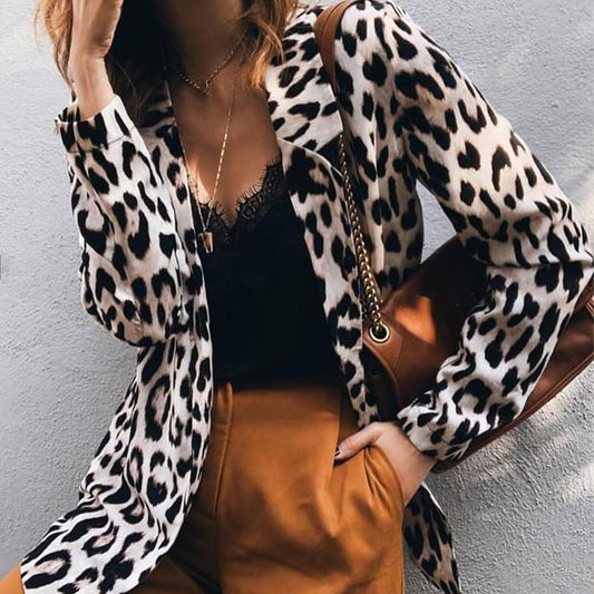 Open Front Leopard Blazer