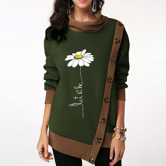 Pullover Print Irregular Scarf Sweatshirt