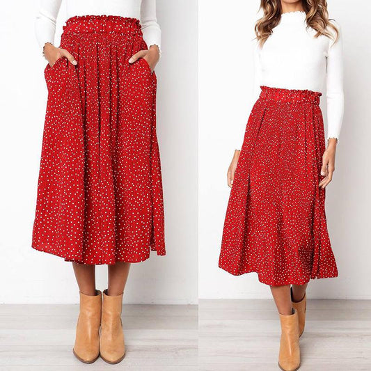 Sexy High Waist Dot Loose Pleated Dress