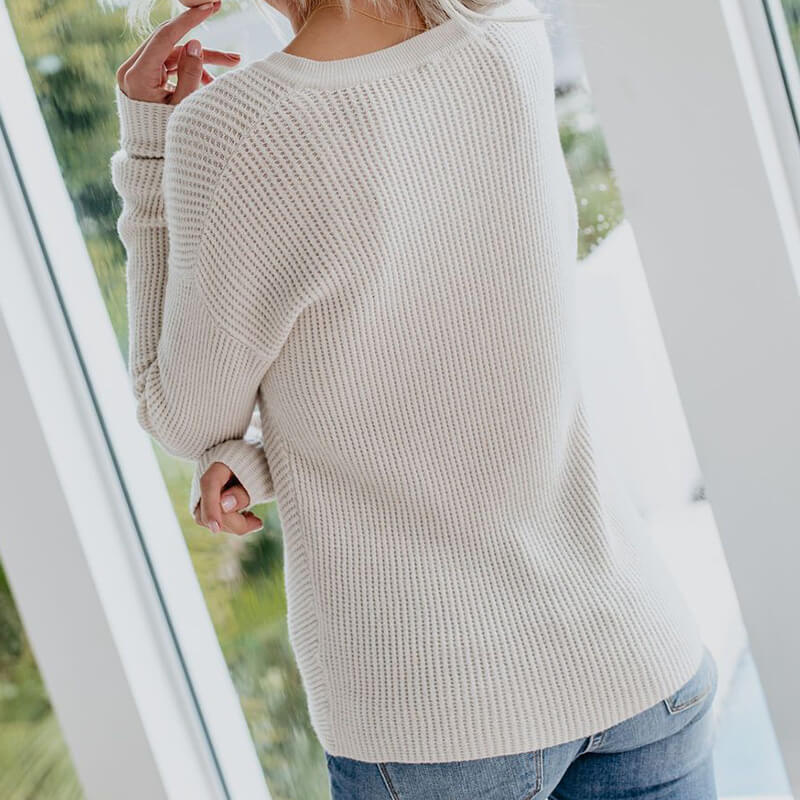 Oversized Crewneck Twist Hem Knit Top