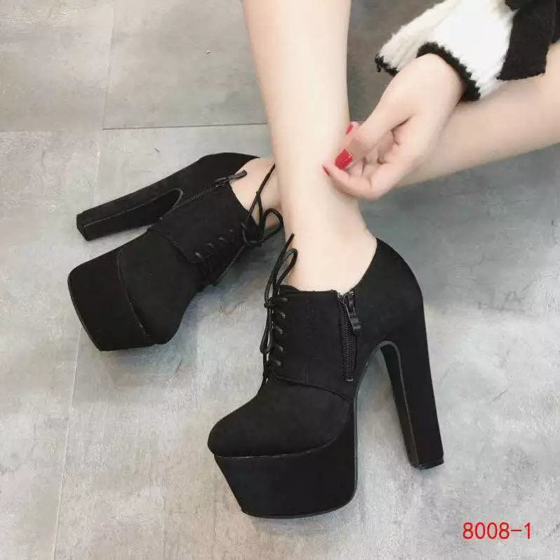 Zipper Rivets Decorate Platform Super High Heels Ankle Boots