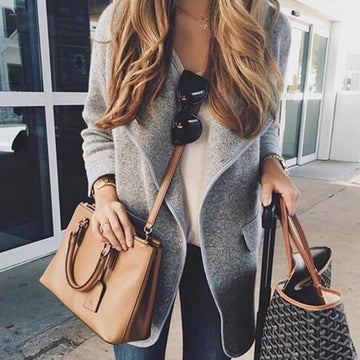 Simple Open Front Midi Wool Coat