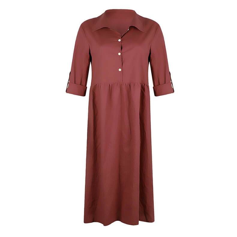 Loose Half Button Long Shirt Dress