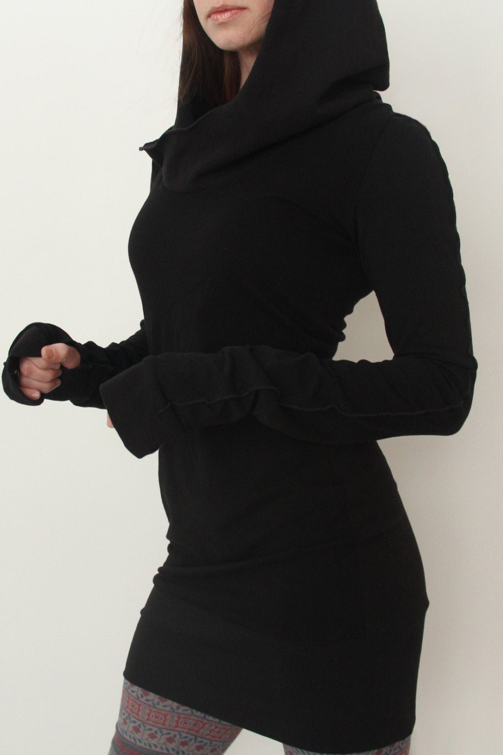 Long Sleeve Solid Color Long Slim Hoodie