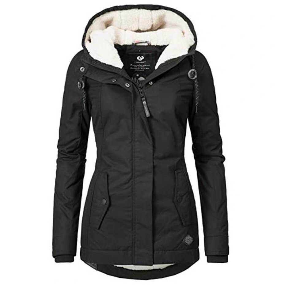 Warm Plain Hooded Padded Coat