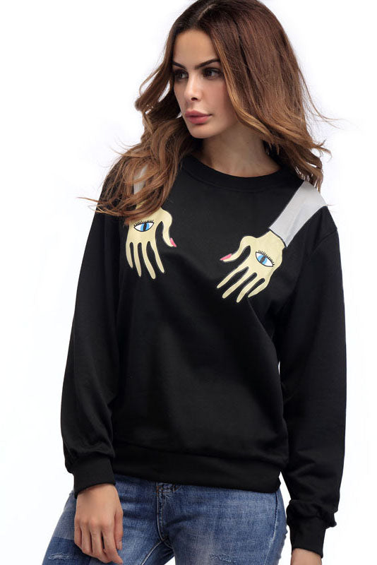 Hand Print Unique Regular Sweatshirt