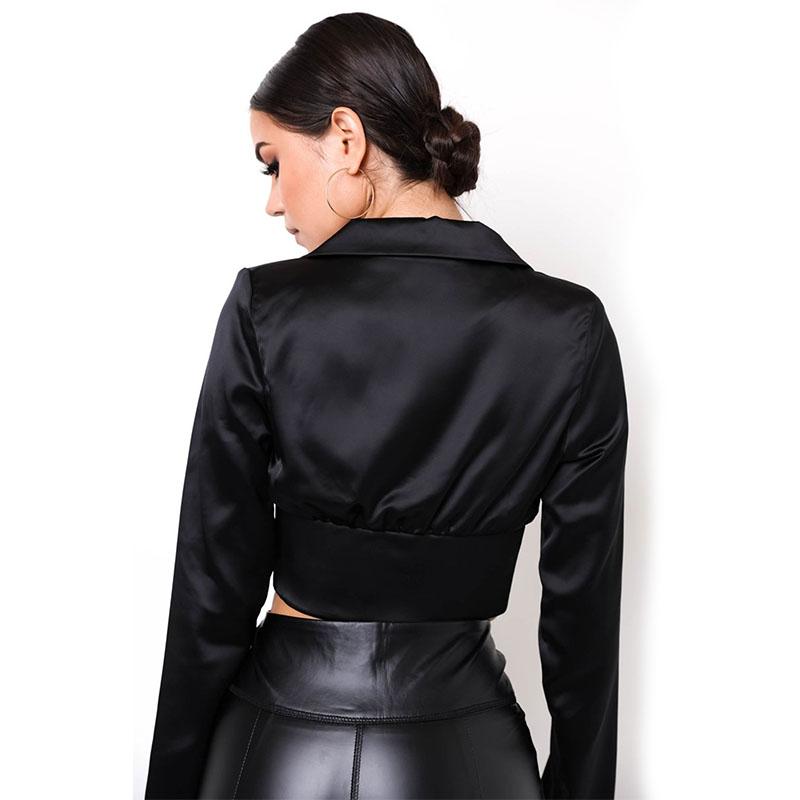 Slim Fastener Satin Cropped Blazer