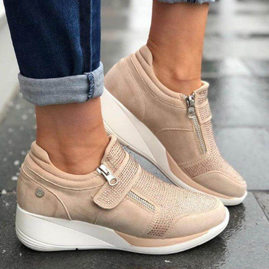 Chunky Suede Velcro Zipper Sneakers