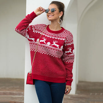 Reindeer Jacquard Christmas Knit Sweater