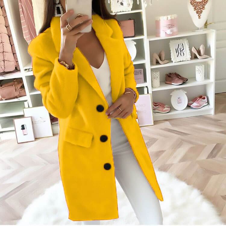 Simple Slim Plain Wool Coat