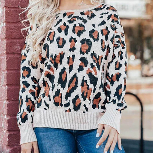 Leopard Backless Knitted Sweater