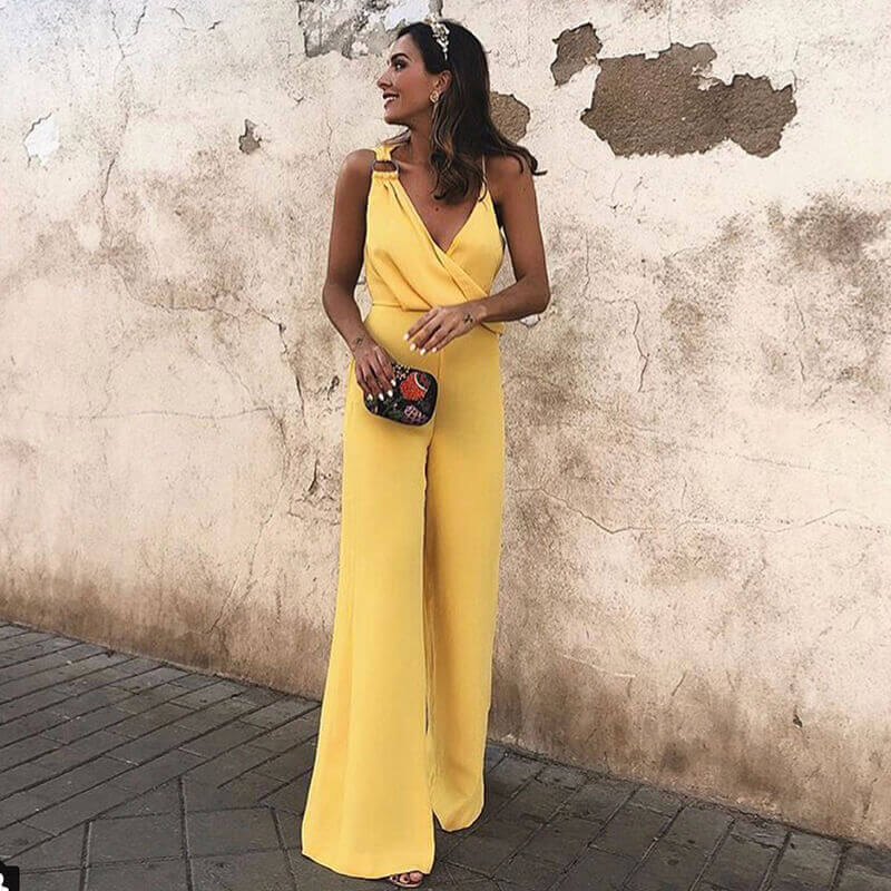 Candy Color Chiffon Wide Leg Jumpsuits