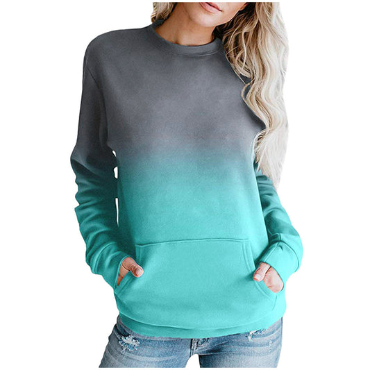 Pullover Crew Neck Print Pocket Sweatshirt