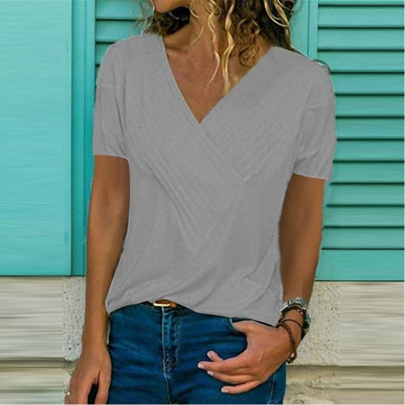 Loose V-neck T-shirt