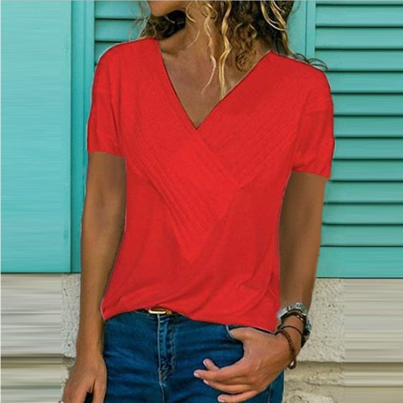 Loose V-neck T-shirt