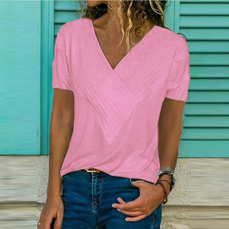 Loose V-neck T-shirt