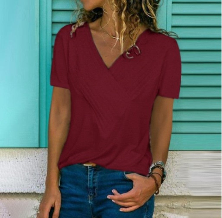 Loose V-neck T-shirt